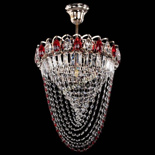 Люстра Астра Водоворот с подвесом №1 красная в Костроме Гусь Хрустальный